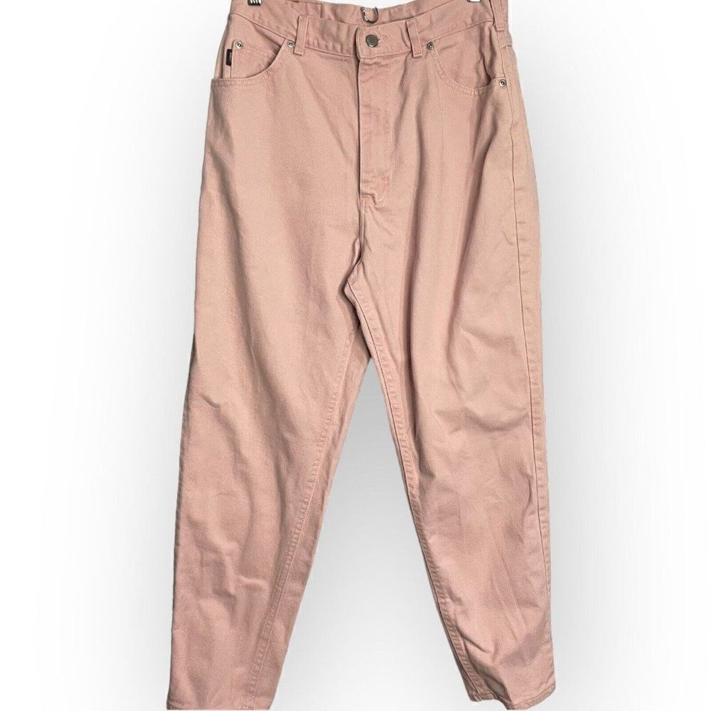 Vintage Denim Riders Women's Pink Straight Leg Jeans Size 14 Pockets Zip Casual